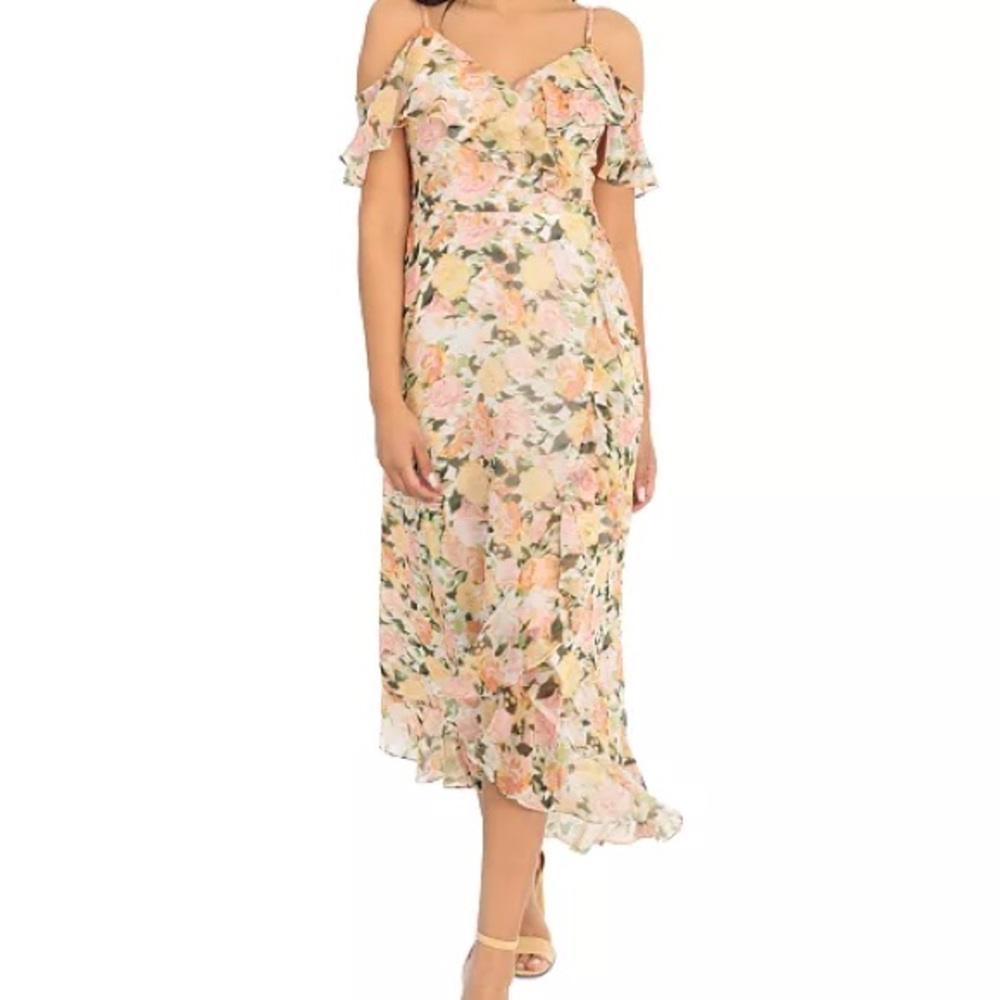 London Times Floral Off-Shoulder Dress